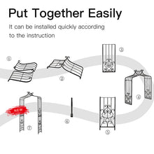 Load image into Gallery viewer, Scendor 47.2" W x 92.5" H Iron Arbor, Black Garden Arch, Trellis Arbor for Various Climbing Plant Growing